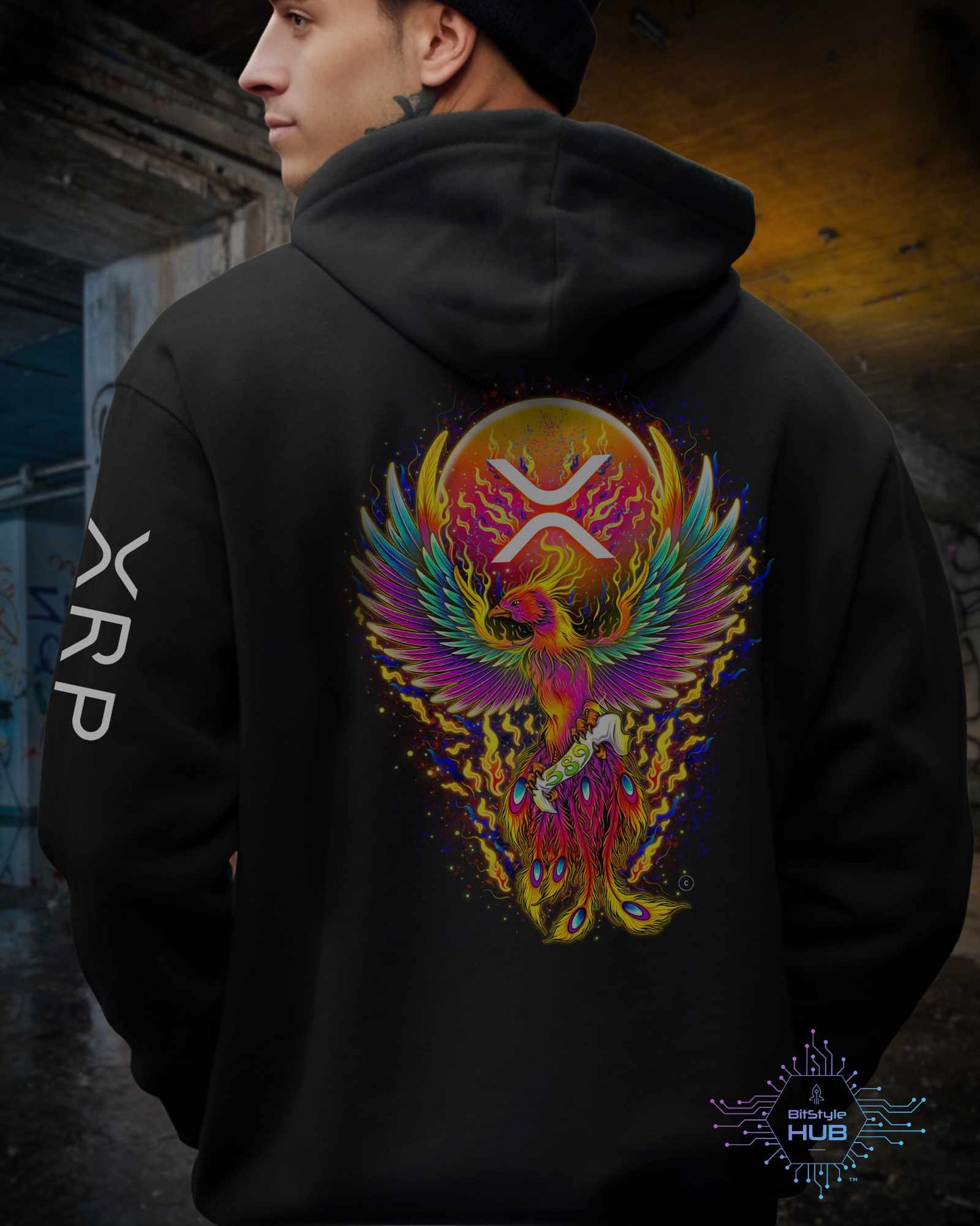 XRP 'Phoenix Rising' Hooded Sweatshirt - Unisex Crypto Apparel