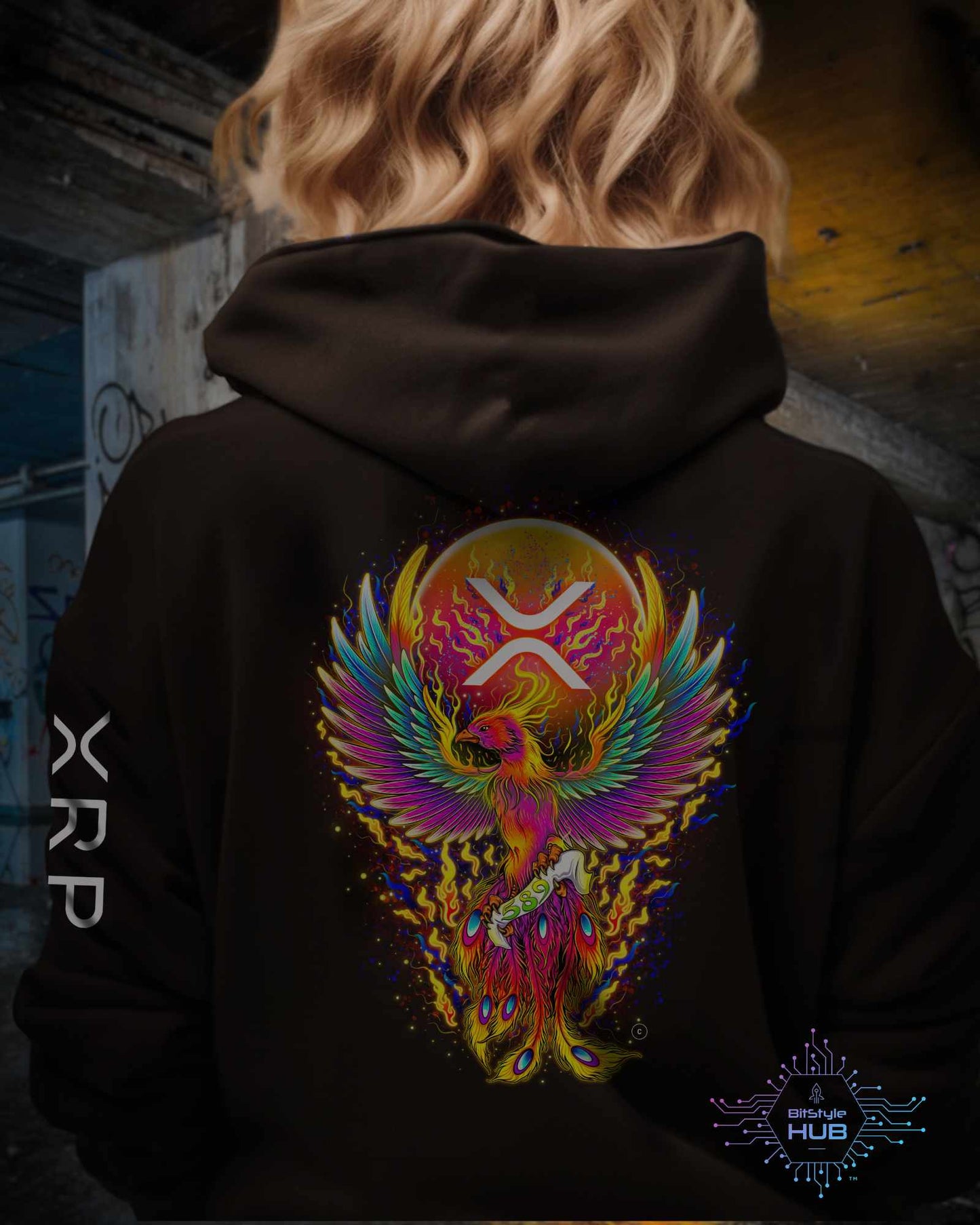 XRP 'Phoenix Rising' Hooded Sweatshirt - Unisex Crypto Apparel
